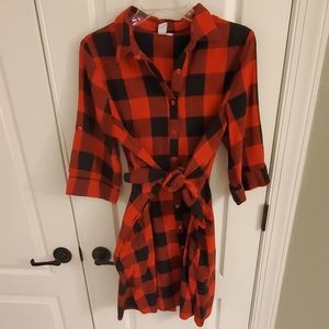 Red and Black Flannel Buffalo Check dress